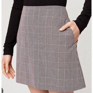 Aritzia Wilfred Renee A-line Mini Skirt Grey Plaid Houndstooth Size 2